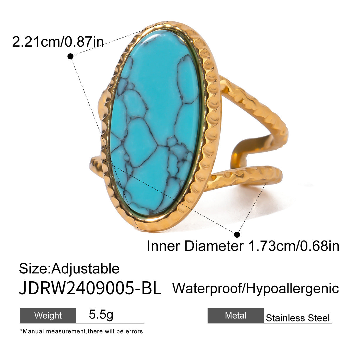 Blue Turquoise Titanium Steel Necklace