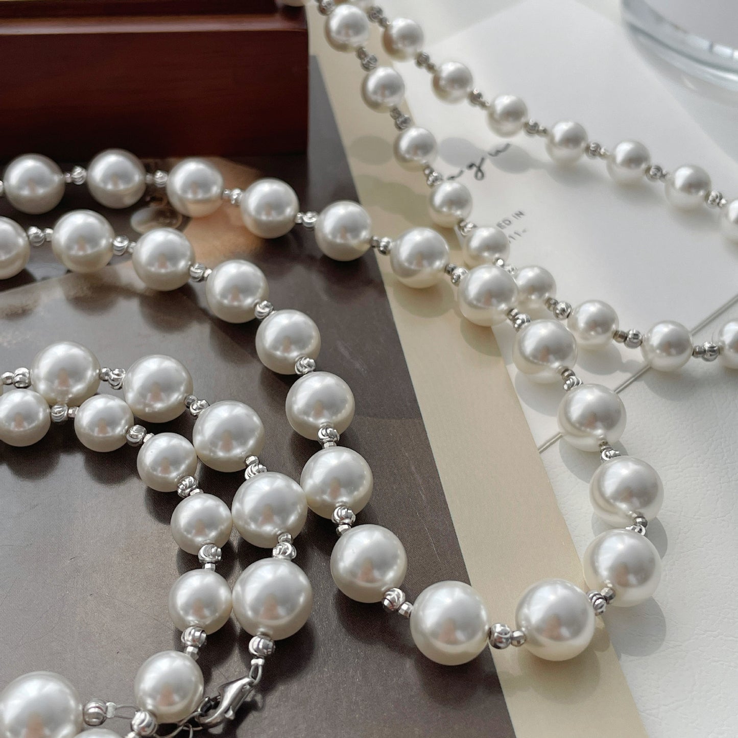 S925 sterling silver round pearl necklace