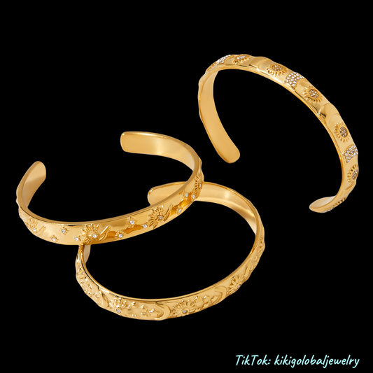 Stainless steel zircon pattern open bracelet