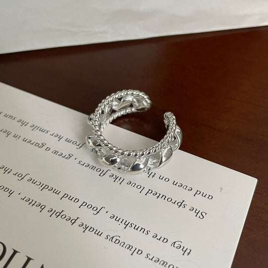S925 sterling silver double spiral twist ring