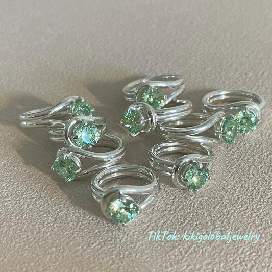 s925 knot single diamond ring