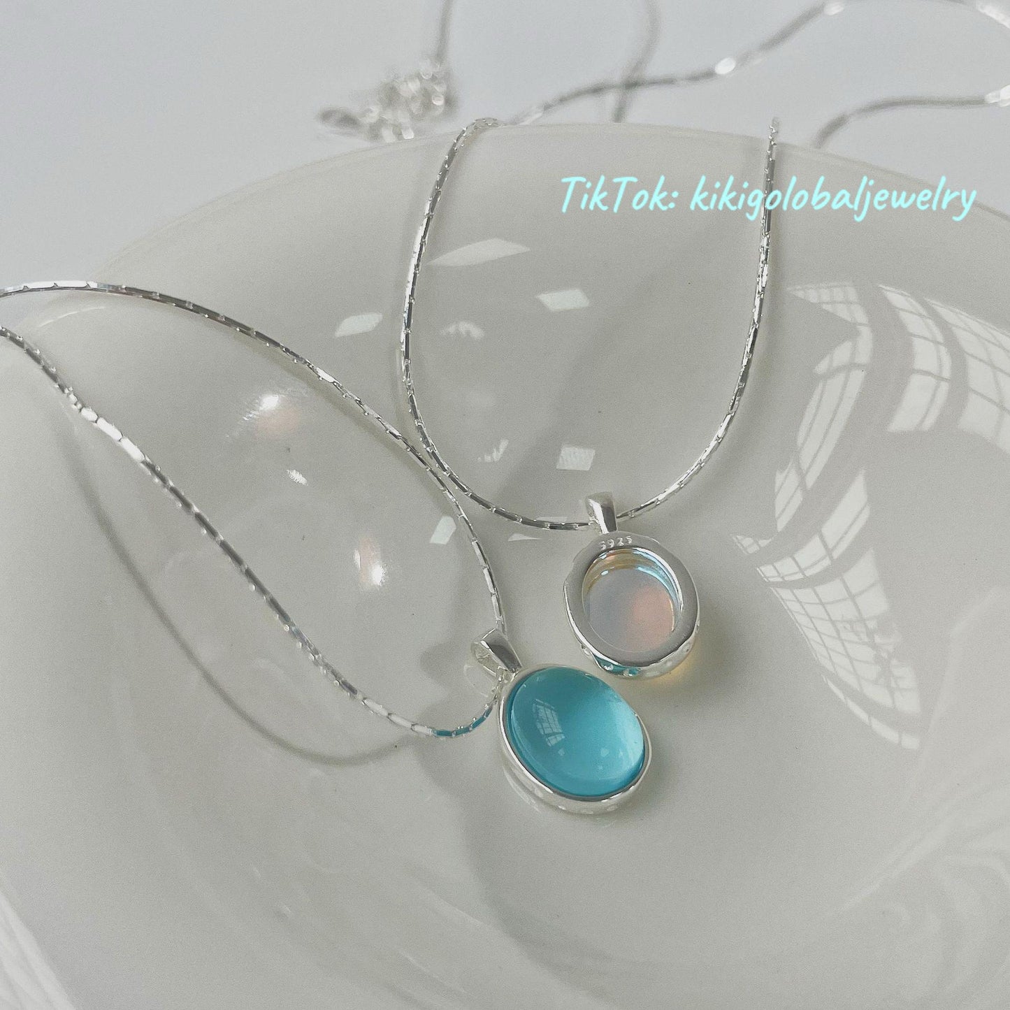 S925 sterling silver moonstone necklace