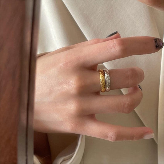 S925 sterling silver diamond pattern ring