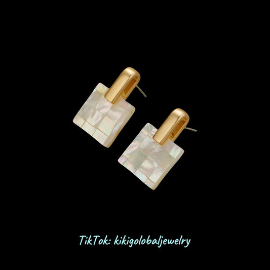 s925 silver needle shell and butterfly shell earrings