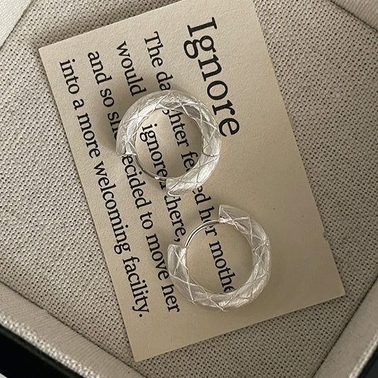 S925 sterling silver matte diamond pattern earrings