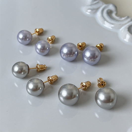 S925 silver periwinkle blue/silver grey glare pearl earringsss