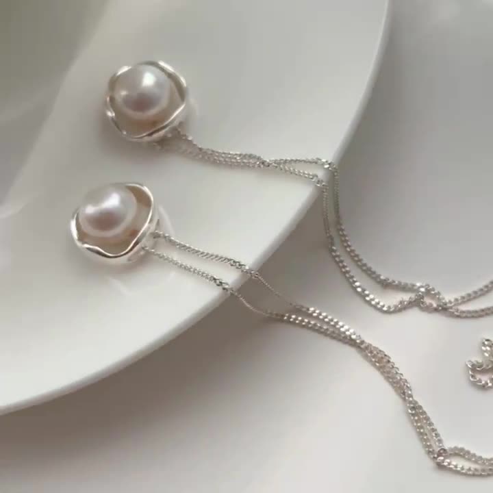 925 sterling silver hollow pearl necklace