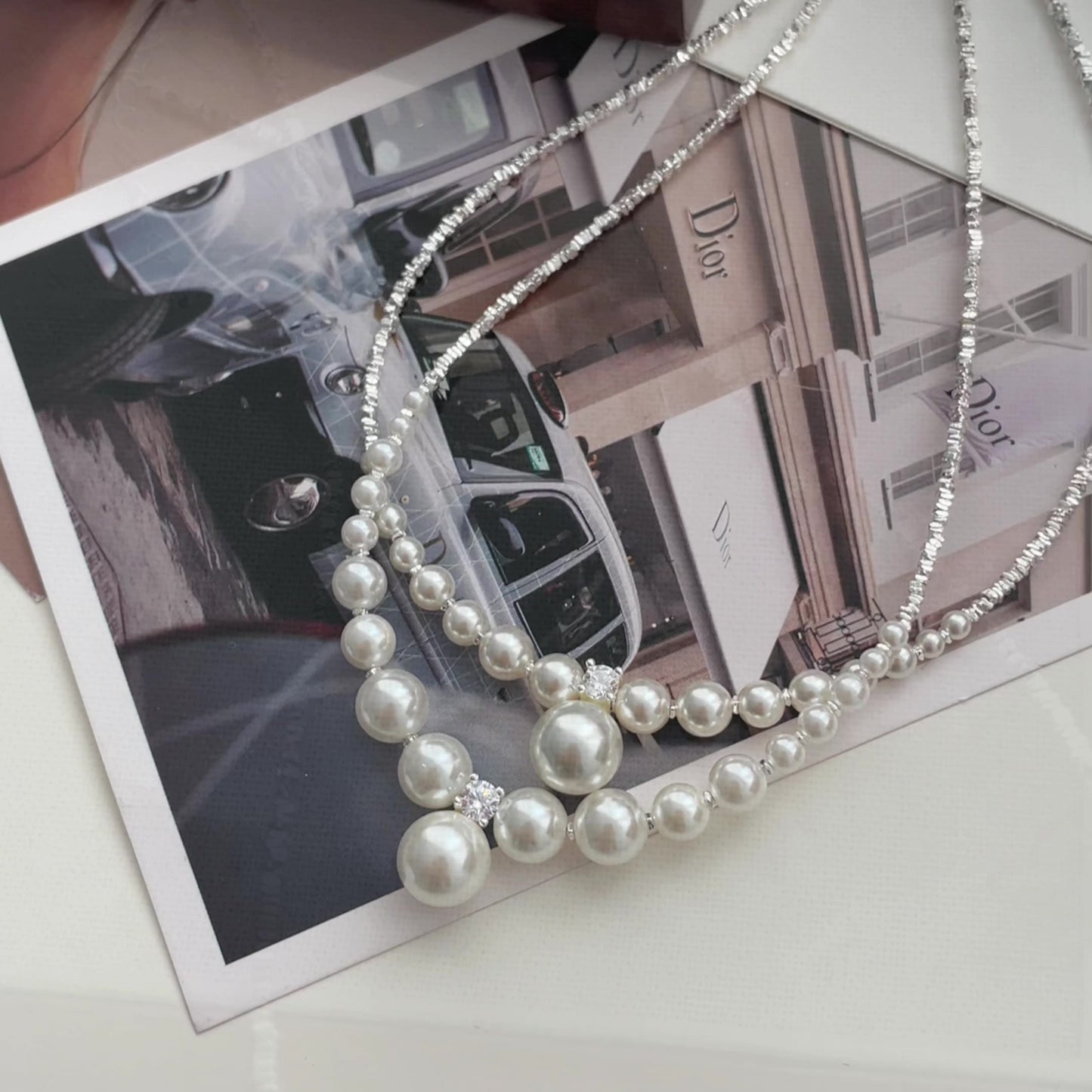 925 sterling silver pearl clavicle necklace