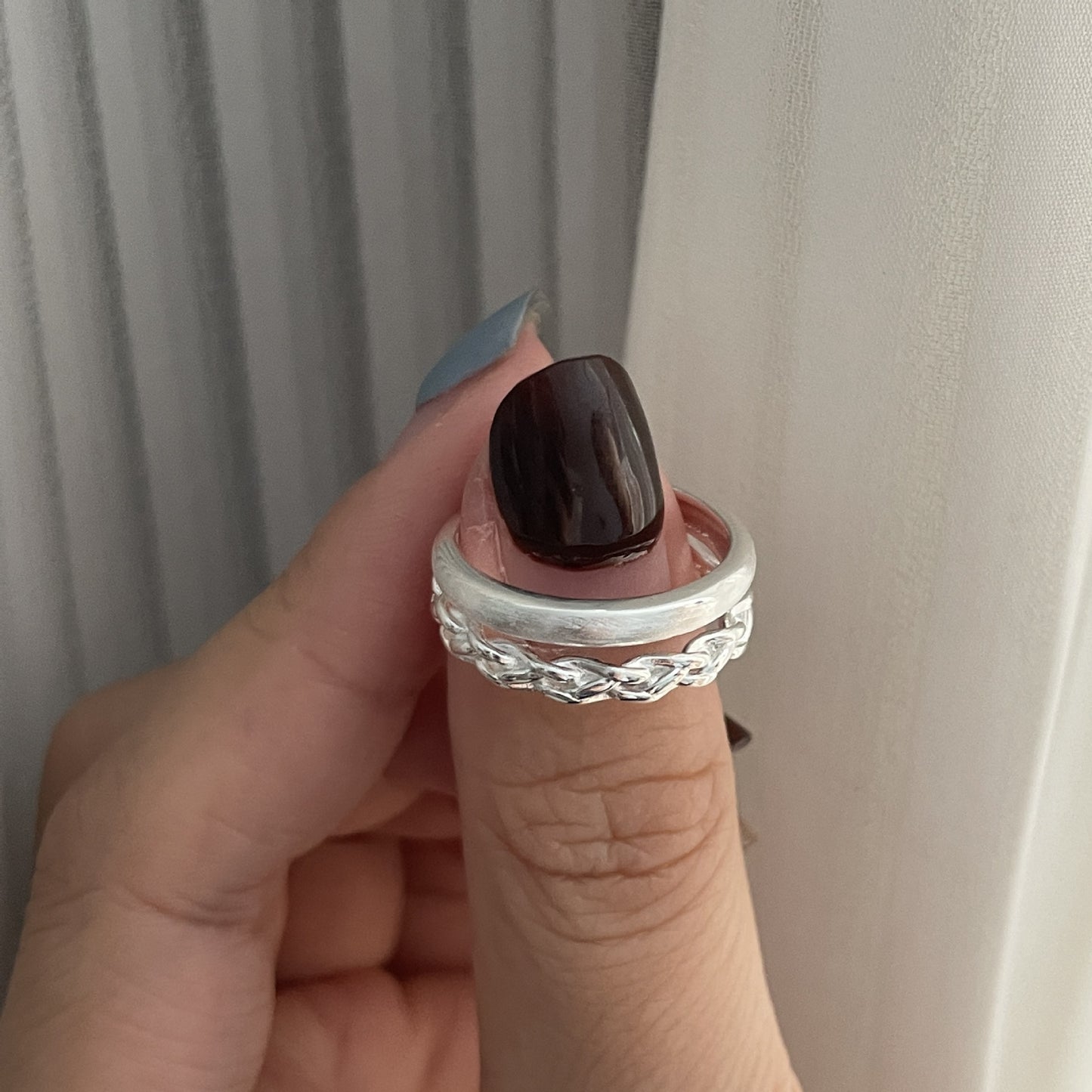 S925 sterling silver twisted wire drawing ring
