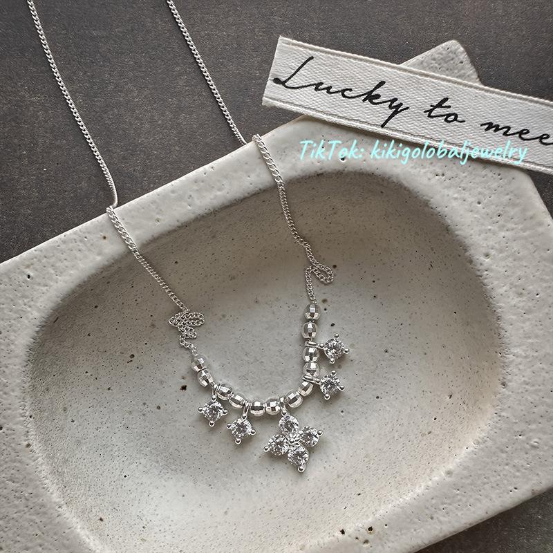 S925 sterling silver zircon tassel necklace