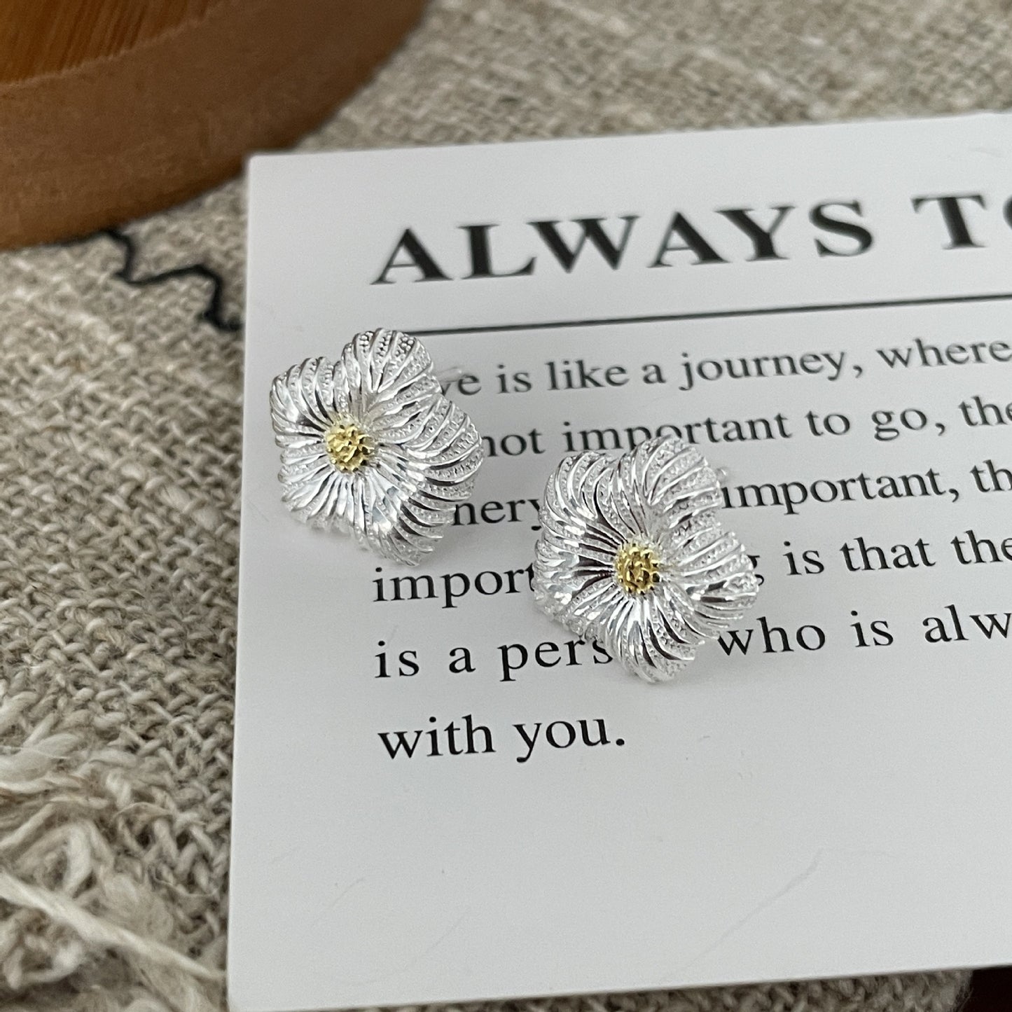 S925 sterling silver sunflower earrings