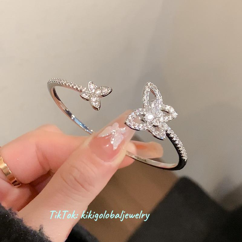 925 Silver Double Butterfly Open Bangle