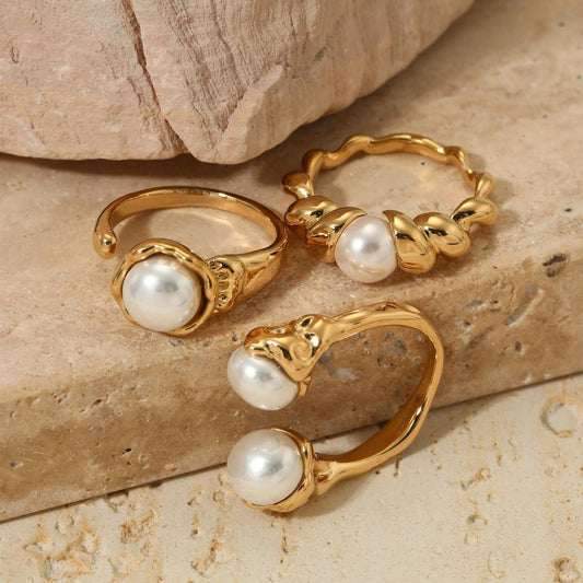 Stainless Steel Pearl Ring