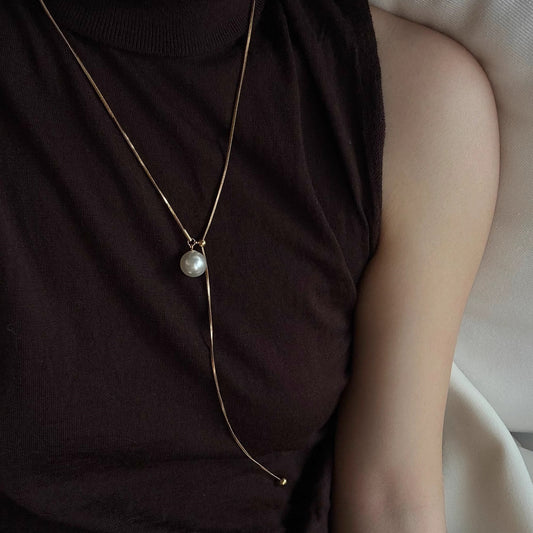 Pearl long pull-out necklace (sweater chain)