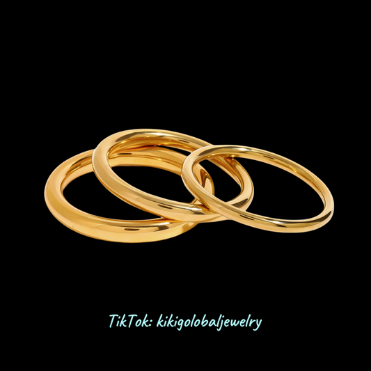 18k gold stainless steel simple round bracelet