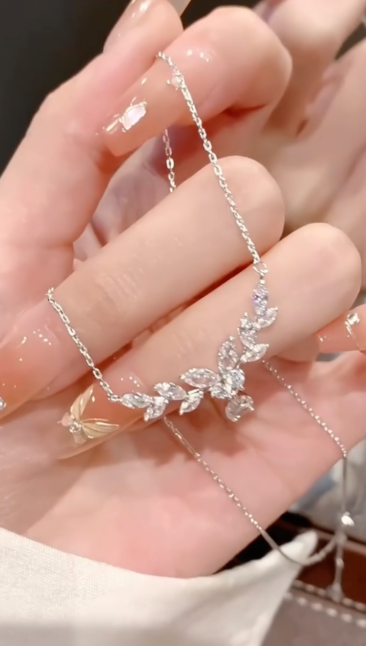 Super shiny! S999 sterling silver butterfly necklace