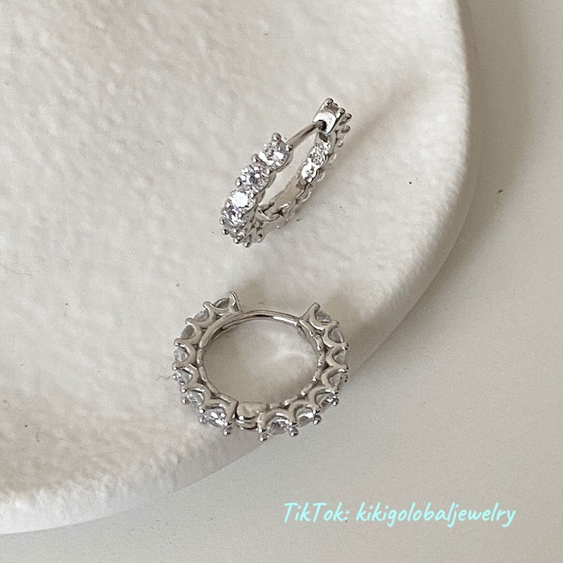 s925 sterling silver round diamond earrings
