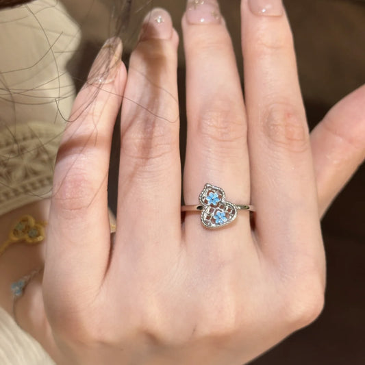 Blue Flower Enamel Gourd Ring