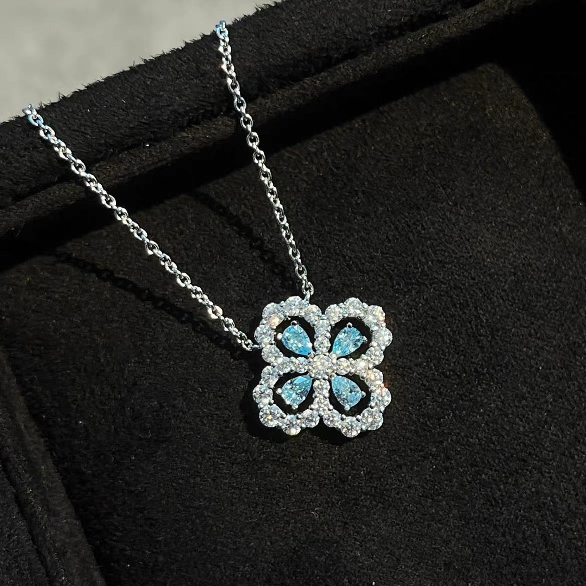 Blue Lucky Clover Necklace