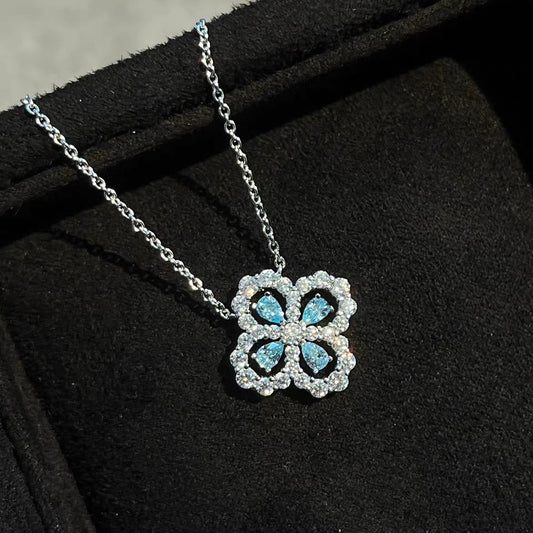 Blue Lucky Clover Necklace