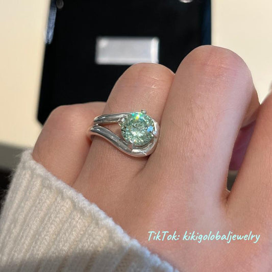 s925 knot single diamond ring