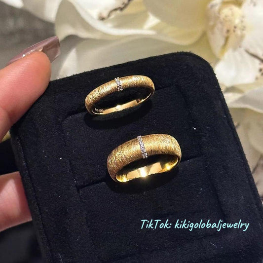 Brushed gold open ring