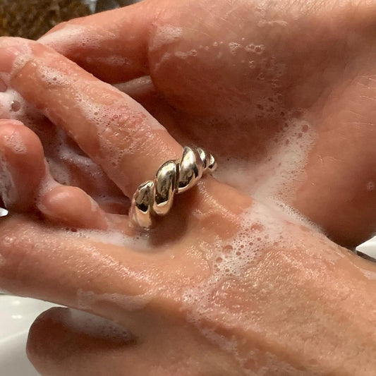 S925 sterling silver rope twist ring