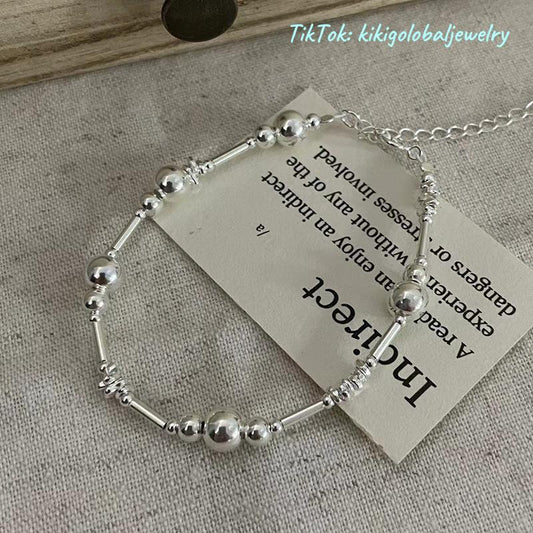 S925 sterling silver round bead bracelet