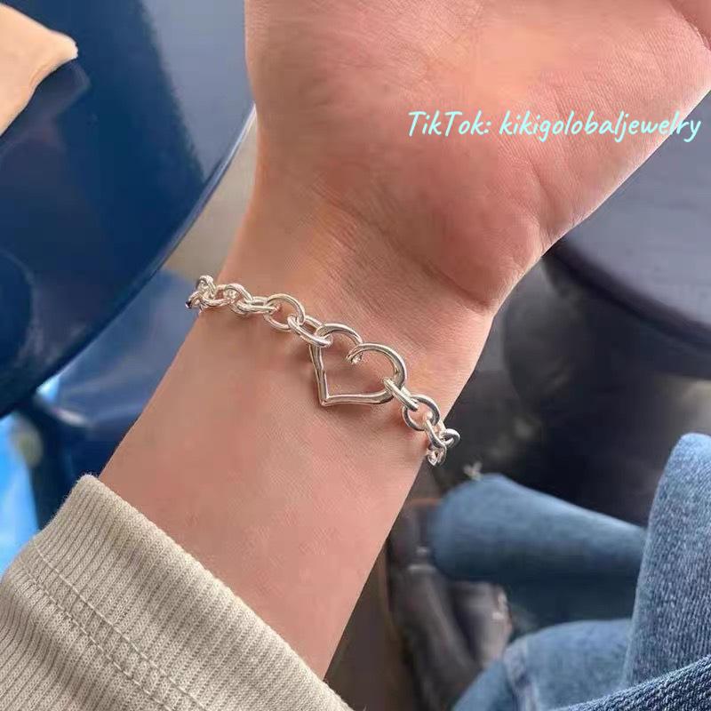 S925 sterling silver heart clasp bracelet