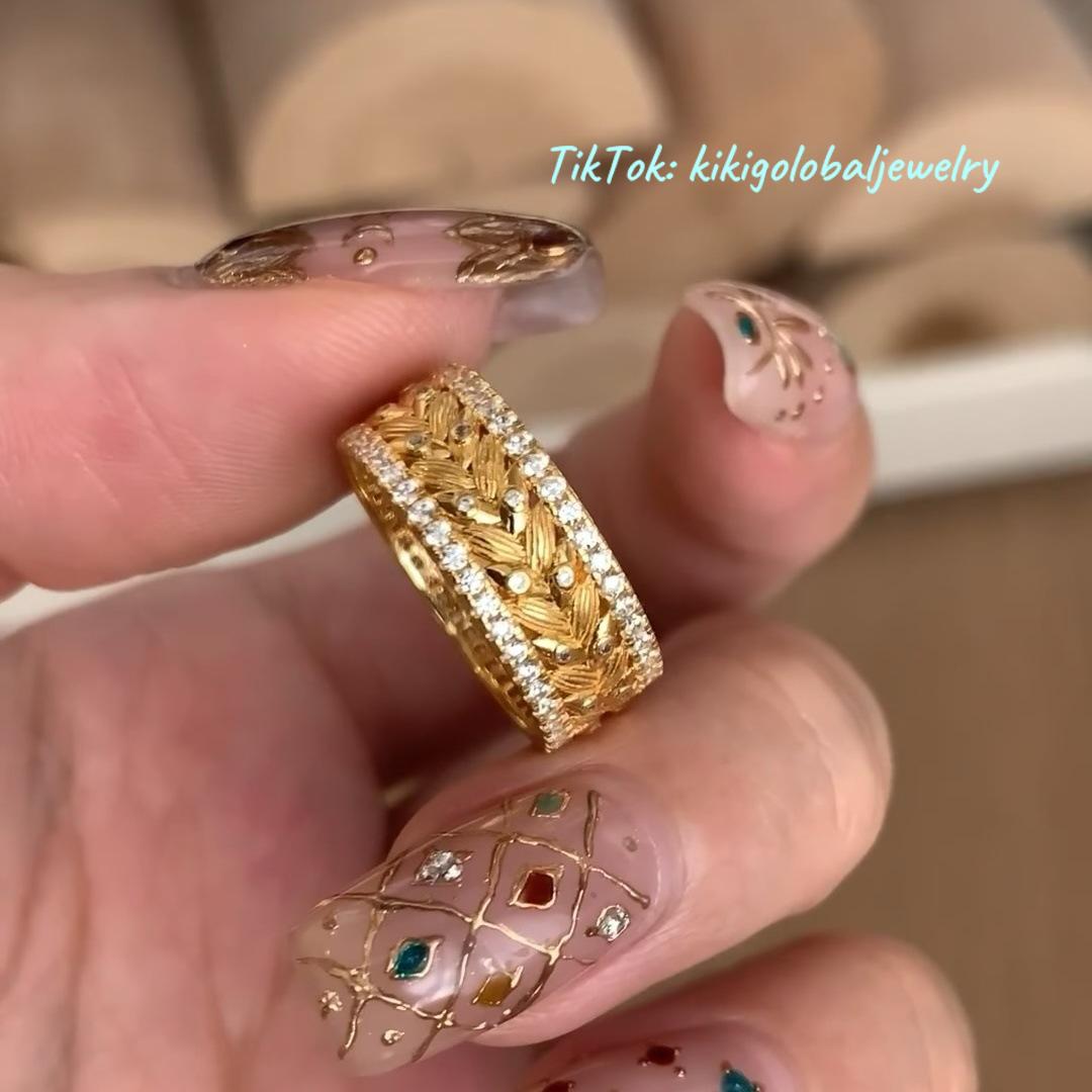 Golden wheat ear ring