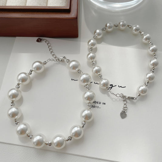 S925 sterling silver round pearl bracelet