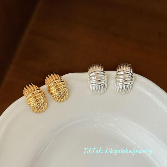 s925 silver stripe pattern earrings