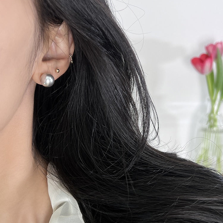 S925 silver periwinkle blue/silver grey glare pearl earringsss