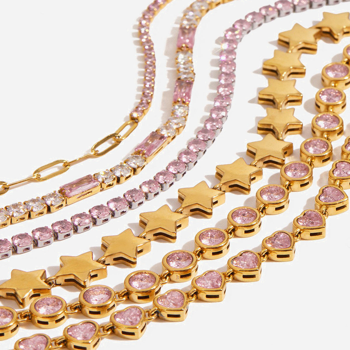 Stainless steel heart zircon bracelet does not fade