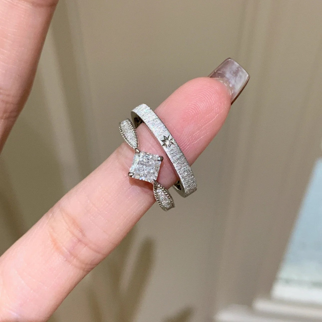 Square Diamond Star Ring