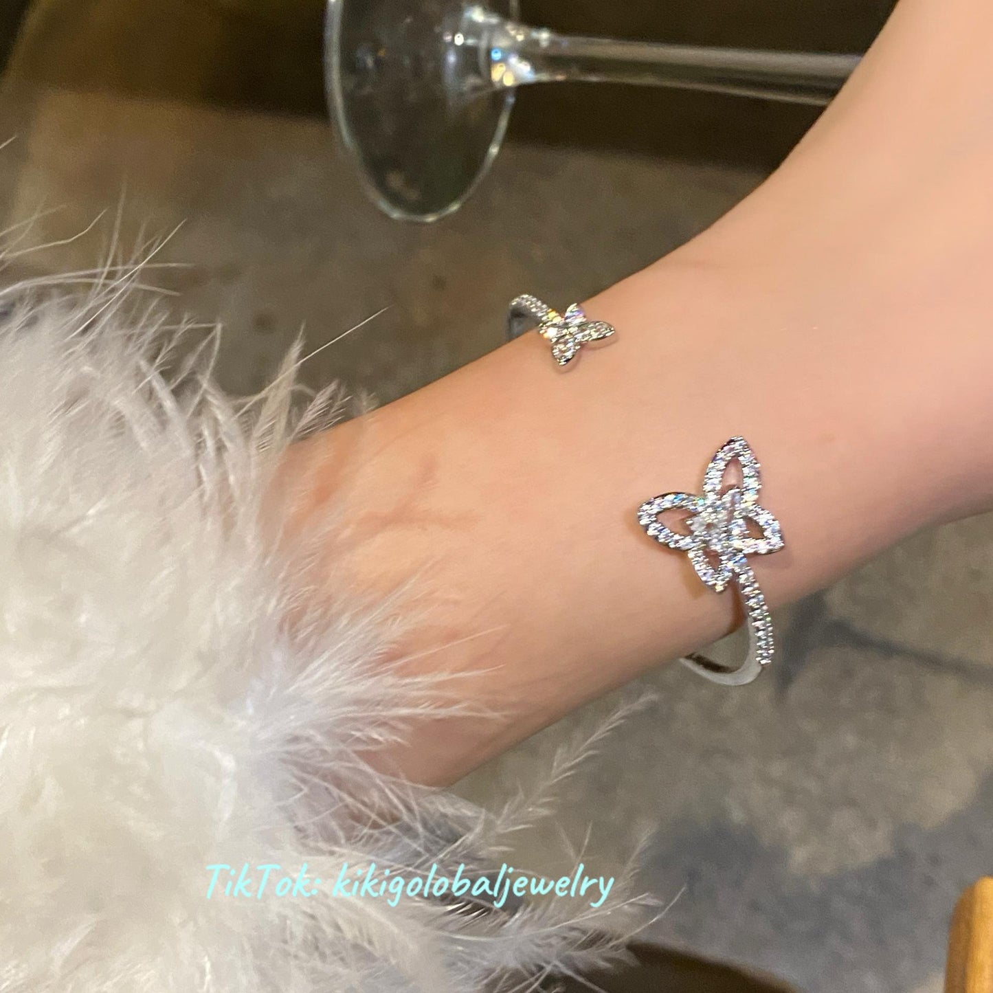 925 Silver Double Butterfly Open Bangle