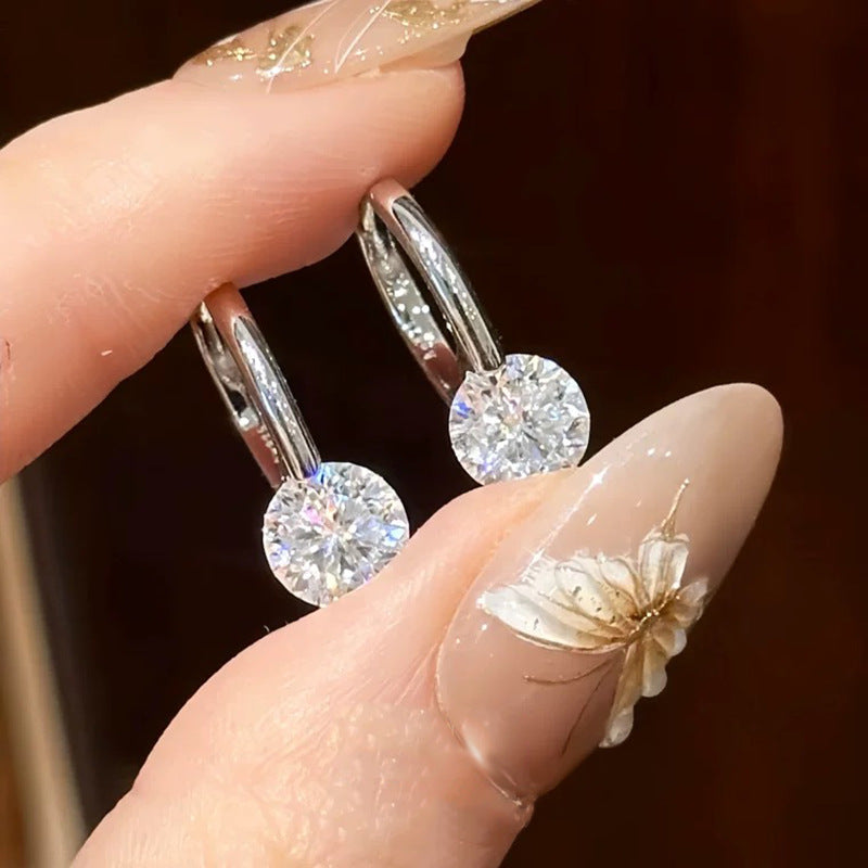 S925 round diamond earrings