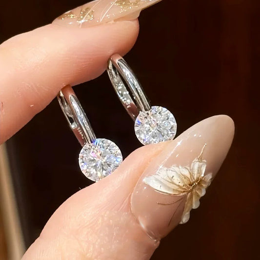 S925 round diamond earrings