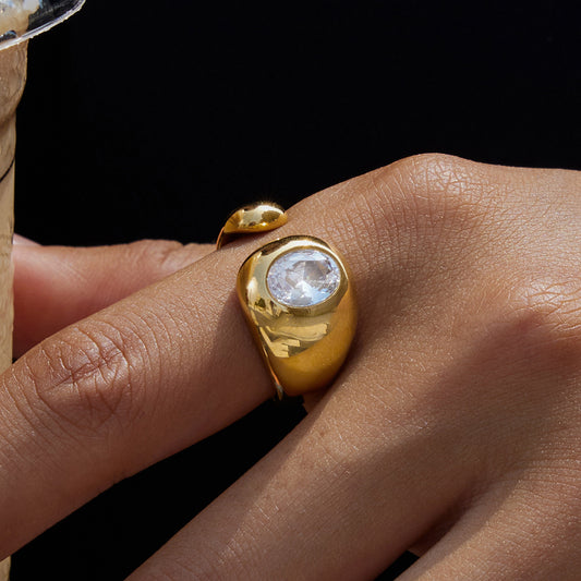 Titanium steel rhinestone ring
