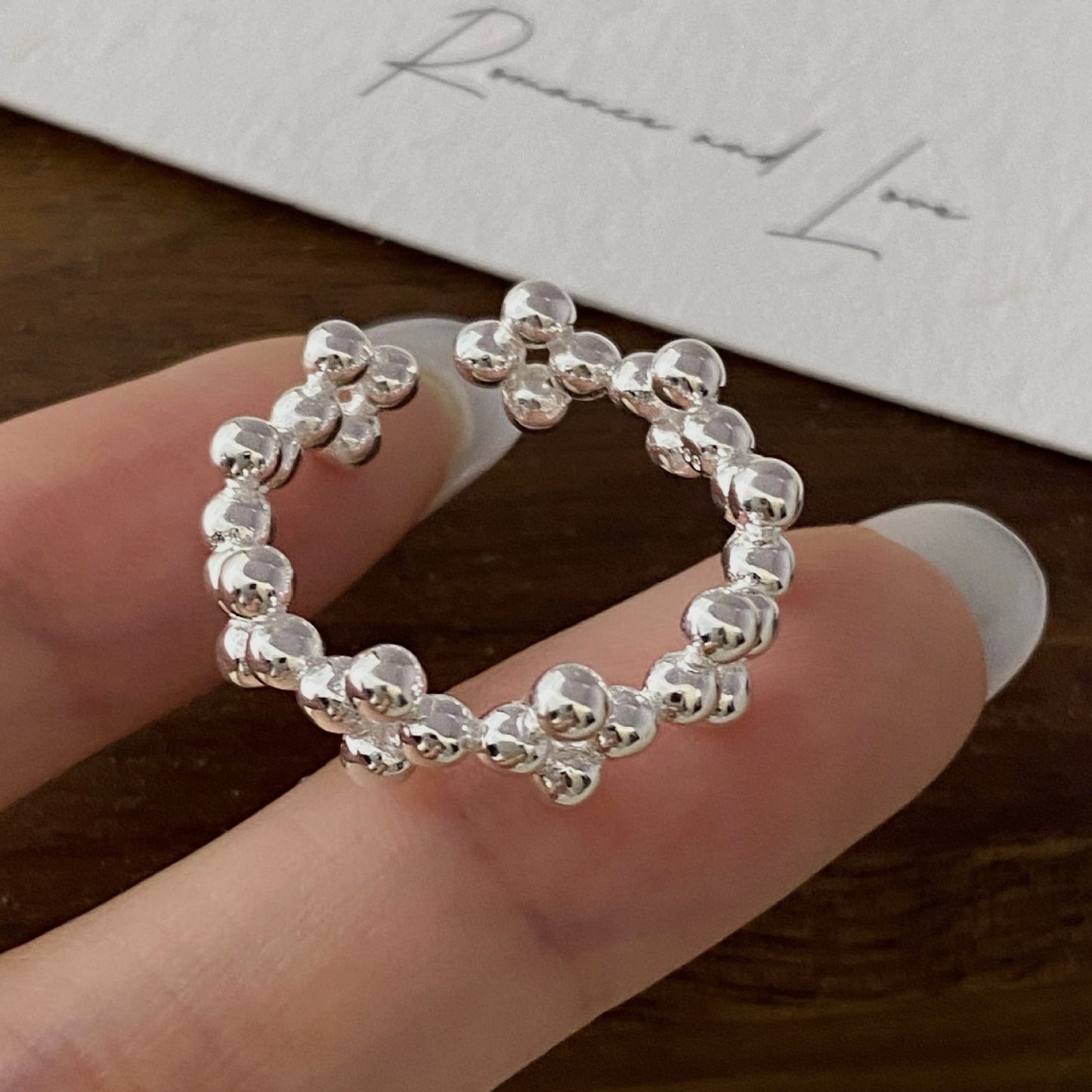 S925 sterling silver round bead ring