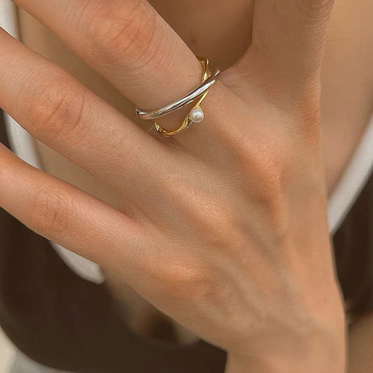 s925 cross pearl ring