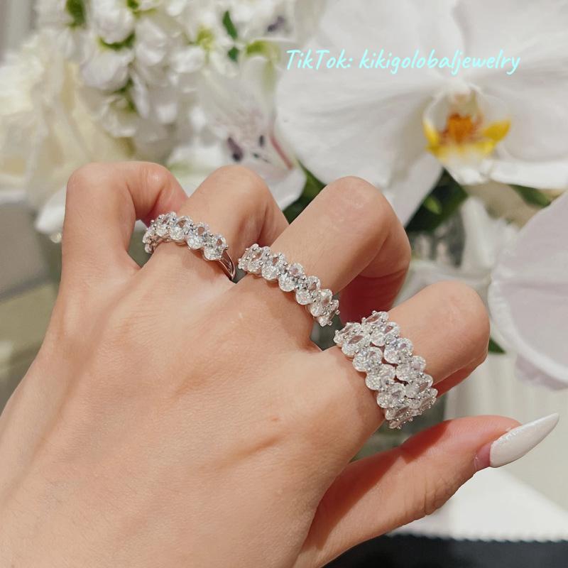 S925 silver 4*6mm oval high carbon full diamond ring