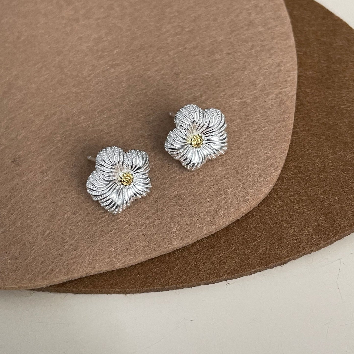 S925 sterling silver sunflower earrings