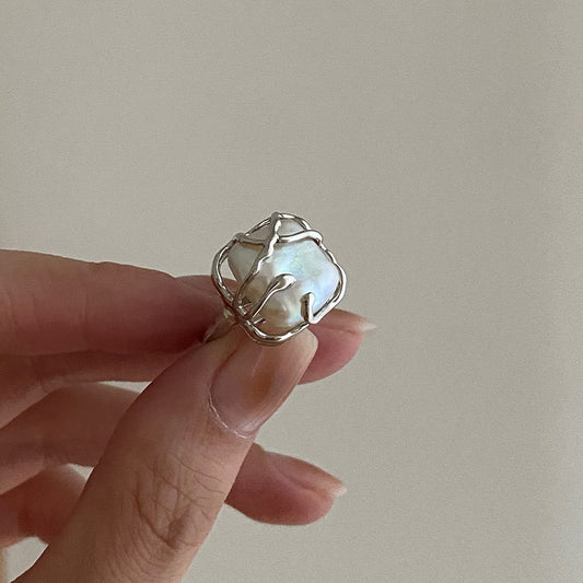 s925 baroque pearl ring