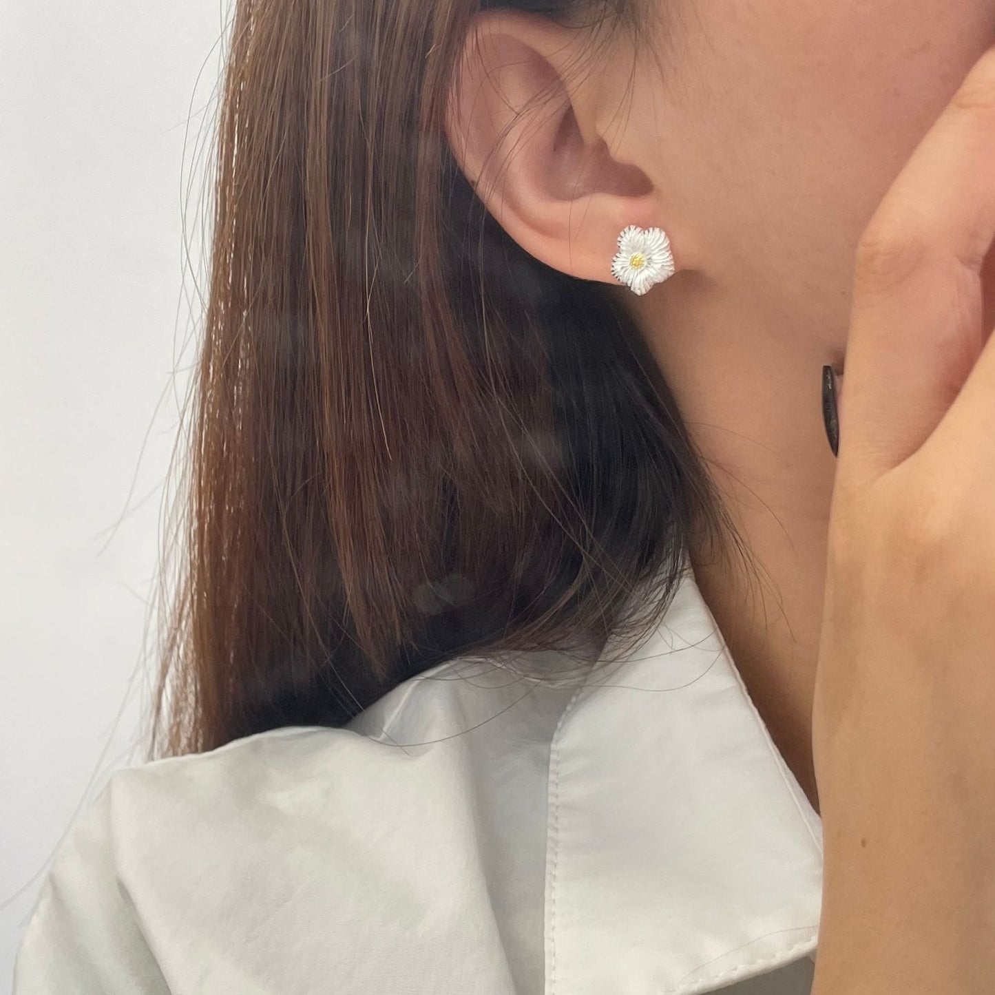 S925 sterling silver sunflower earrings