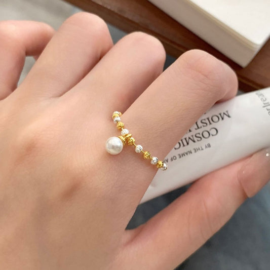 S925 silver pearl pull-out ring