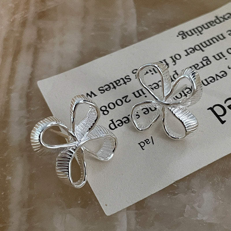 S925 sterling silver flower vintage earrings