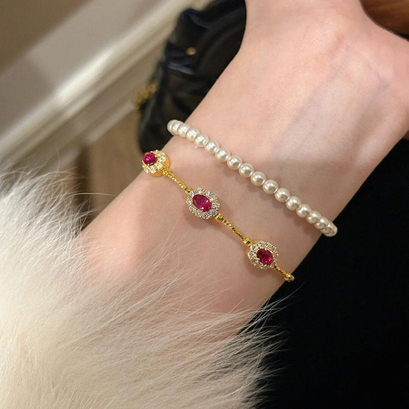 Gold ruby bracelet