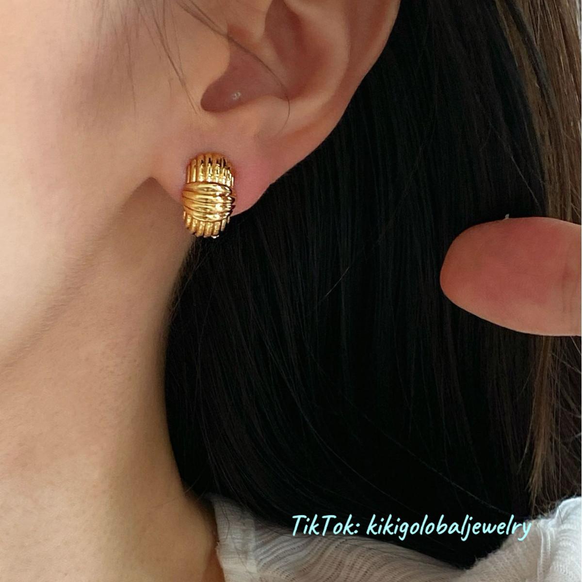 s925 silver stripe pattern earrings