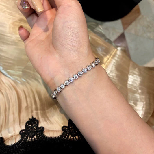 S925 silver high carbon diamond honeycomb full diamond bracelet